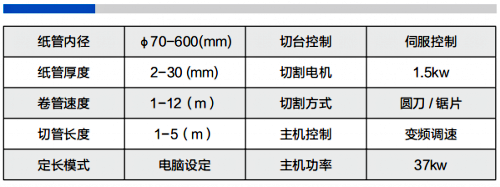 數(shù)控紙管機600型參數(shù)